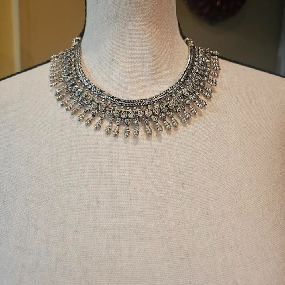Gorgeous Statement Necklace color is Silver